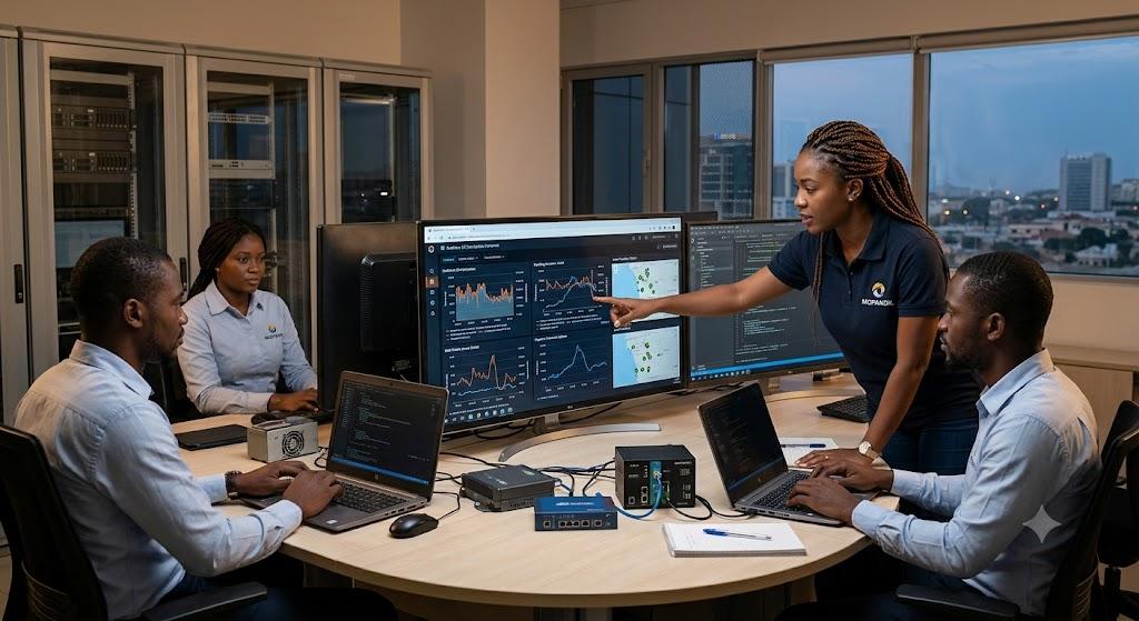 MOPANOIL team analysing operations data in a technical centre
